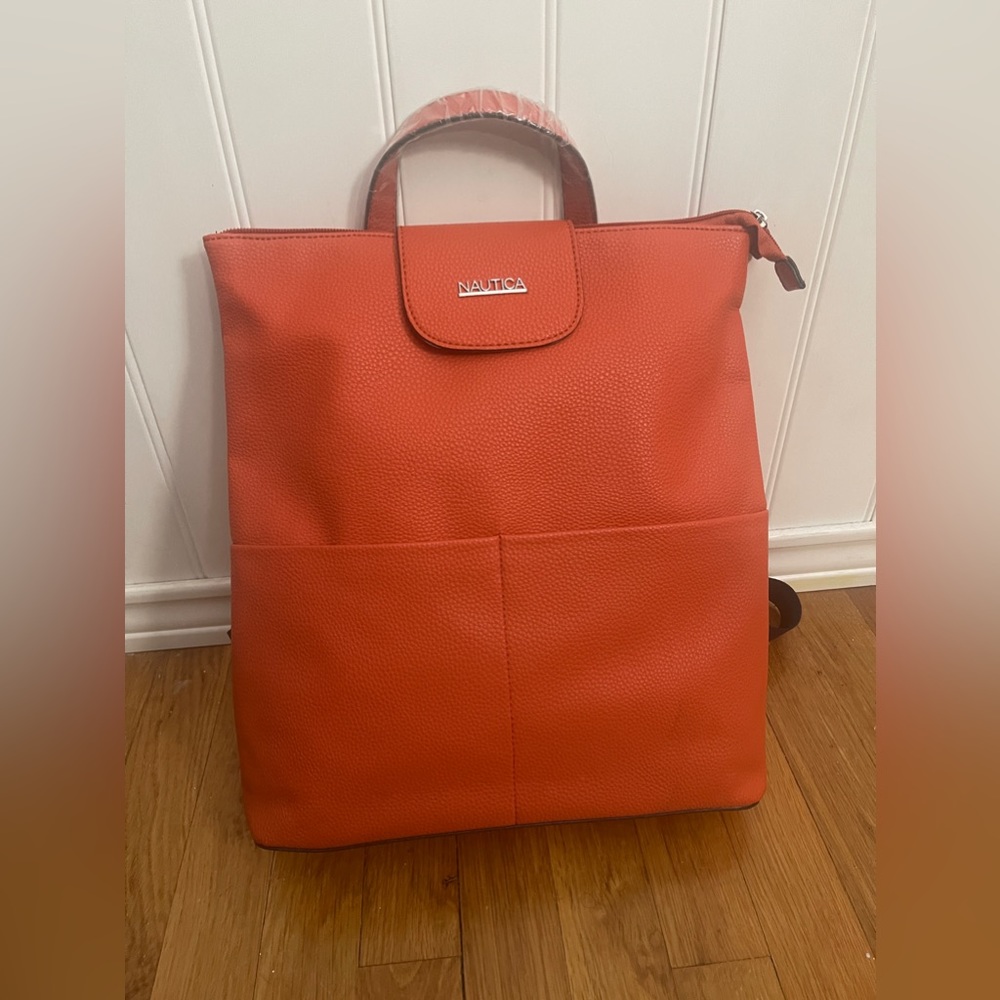 Nautica Backpack / Purse (Orange + Blue straps)